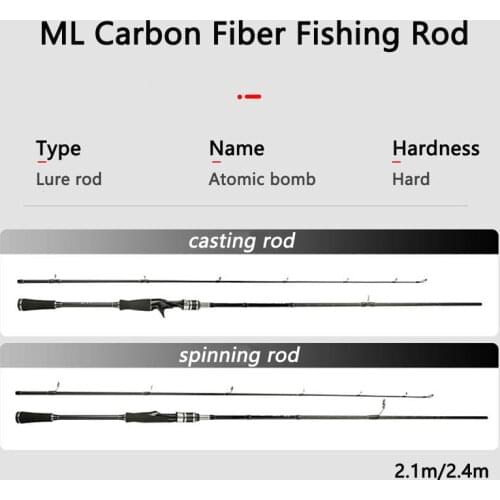 2.1M 2.4M Sea Fishing Lure Rod ML Power Lure Weight 5-20g Carbon Spinning Casting Rod Protable Fishing Pole With Hard Tube