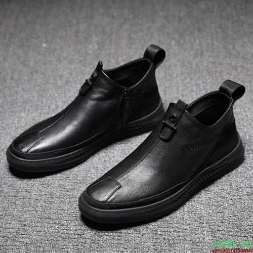 High quality mens sneakers 2020 autumn and winter leather mens plus velvet warm walking shoes wild casual sports shoes ZM-63