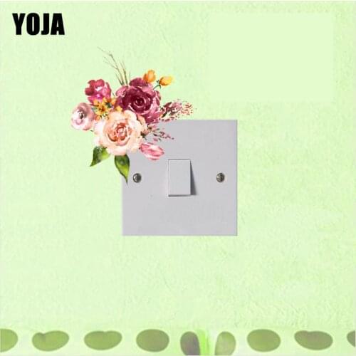 YOJA Cute Colorful Roses Flowers Switch Sticker Room Decorative Interesting Design PVC Wall Decal 13SS0131