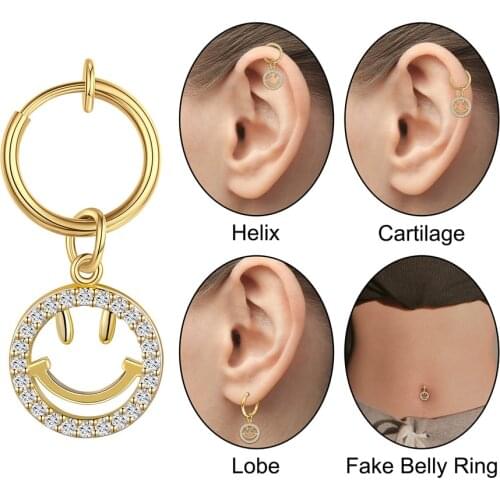 Gold Fake Clip On Navel Belly Button Rings Fake Clip on Earrings Belly Piercing Ombligo Non Piercing Navel Ring Body Jewerlry