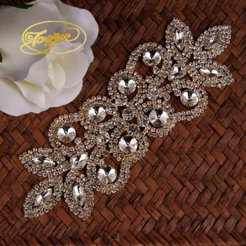 7.5*23 cm Free Shipping 1 PCS Rhinestone Appliques Patches Crystal Rhinestone Sash For Bridal Wedding Dresses Gowns Belts
