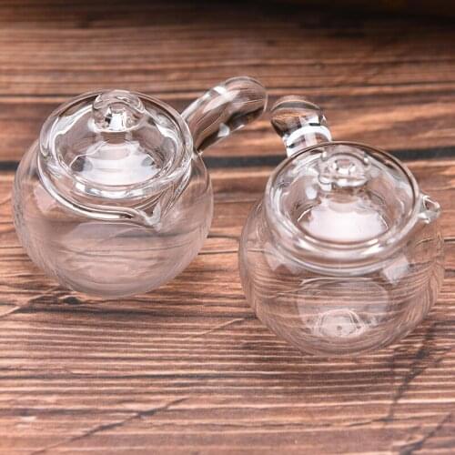 1PCS Dollhouse Cute Miniature Glass Milk Pot Fruit Juice Pot Teapots Kettle Model Toys DIY Decoration Charm Toy