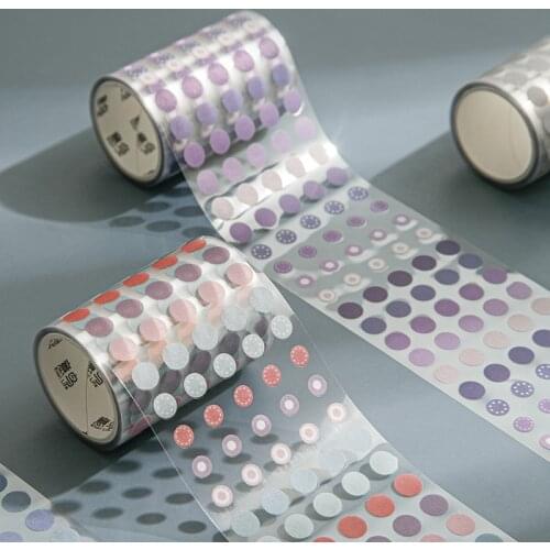 1250 Pcs/ Roll Color dots Washi Tape PET Adhesive Masking Tapes for DIY Scrapbooking Crafts Decor Labels Arts Crafts Gift
