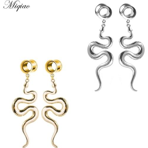Miqiao 2pcs Fashion Trend Stainless Steel Snake Shape Pendant Double Horn Ear Amplifier 6mm-25mm Body Exquisite Piercing Jewelry