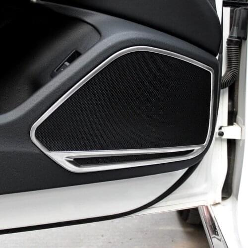 For Audi A5 2018 A4 B9 2017-2019 Interior Accessories Stainless Steel Side Door Audio Speakers Decoration Frame Cover Trim 4pcs