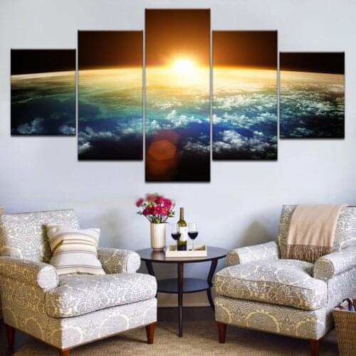 5 Piece Frame Sunrise Cosmic space Canvas Print Painting Wall Art Pictures modern Living Room Home Decor Paint Modular Artwork