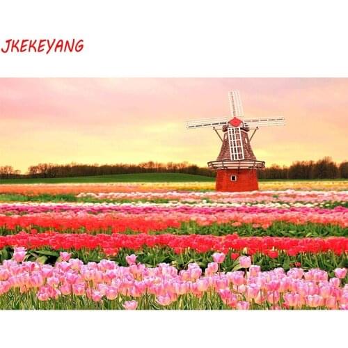 5D DIY square/round Diamond painting Tulips and windmill Cross Stitch Diamond Embroidery Pattern Rhinestone J1693