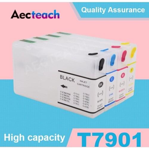 Aecteach 4 Color Empty Ink cartridge for Epson T7901 for Epson WorkForce Pro WF-4630DWF 4640DTWF 5110DW Printer