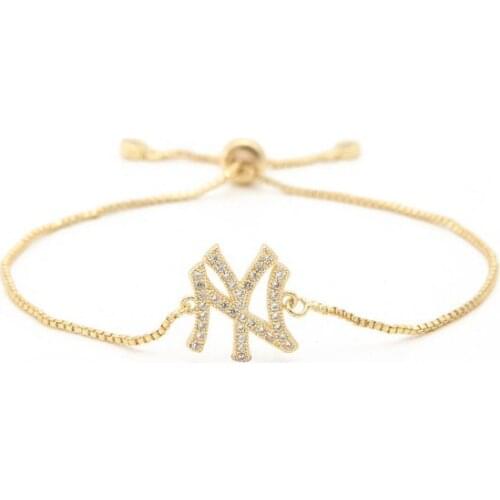 Gold silver Chain micro pave cz Zircon Cubic Zirconia bracelet rope adjusted Macrame round Bangle th43 Letters Fashion Jewelry