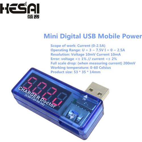 Smart Electronics Digital USB Mobile Power Charging Current Voltage Tester Meter Mini USB Charger Doctor Voltmeter Ammeter