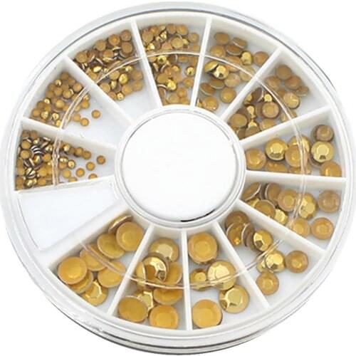 Nail Art Decoration DIY 3D Acrylic Glitter Golden Rhinestone Wheel Multicolor Multicolor Decor Tool