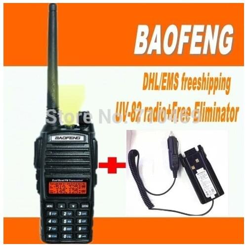 DHL Freeshippin+10pcs Newest double PTT 5W 128 channel dual band walkie talkie BAOFENG UV-82 UV 82 UV82 two way radio+Eliminator