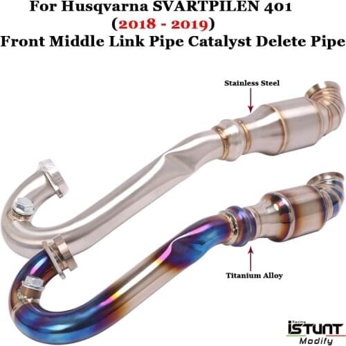 For Husqvarna SVARTPILEN 401 2018 2019 Motorcycle Exhaust System escape Modified Front Middle Link Pipe Catalyst Delete Pipe