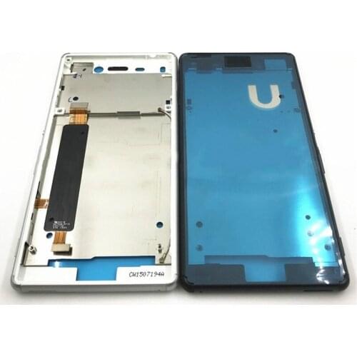 For Sony Xperia M4 Aqua E2303 E2333 E2353 Housing Front LCD Bezel Plate Frame Chassis + Dust Plug Port Cover+Sticker