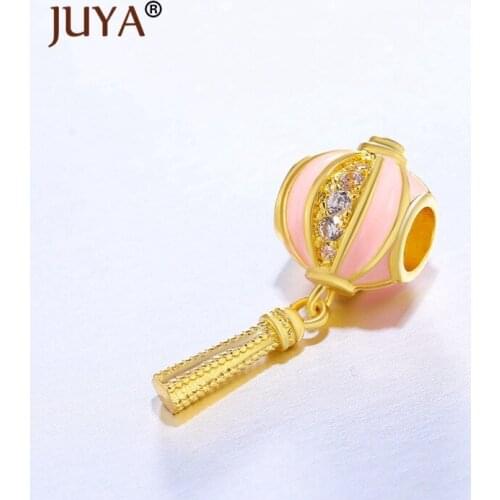 Supplies For Jewelry Making Red Pink Blue Purple Enamel Lantern Charm Beads For DIY Women Fashion Bracelets Necklace Accessories