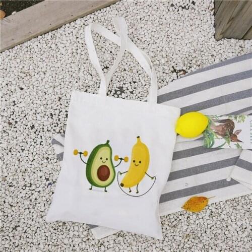 Funny Avocado Print Canvas Tote Bag Handbags Eco Reusable Shopping Bag Student Book Bags Ladies Casual Shopper Bag