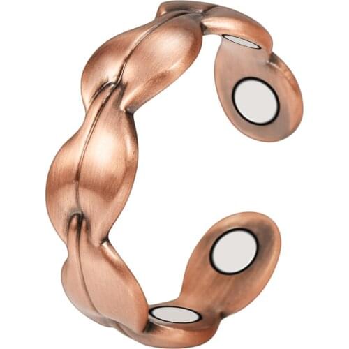 Wollet Jewelry Bio Magnetic Pure Copper Magnetic Ring for Arthritis Women Health Care Healing Energy Pain Relief Magnet