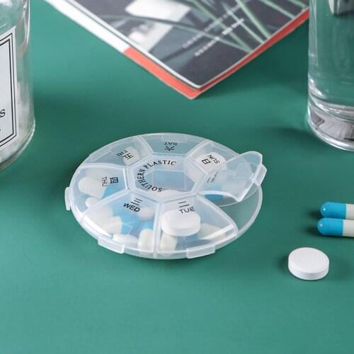 7 Days One Week Small Medicine Pill Case Pill Drug Box Mini Container Dispenser Independent Lattice Plastic Pill Storage Case