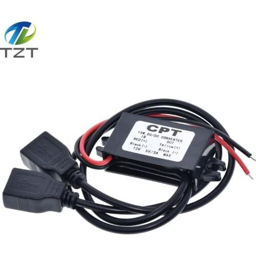TZT Micro USB 12V to 5V 3A 15W DC-DC Car Power Converter Module Step Down Power Output Adapter Low Heat Auto Protection