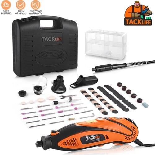 TACKLIFE Rotary Tool Kit With Upgraded MultiPro Keyless Chuck, Versatile Accessories, 4 Attachments, Carrying Case-RTD35ACL