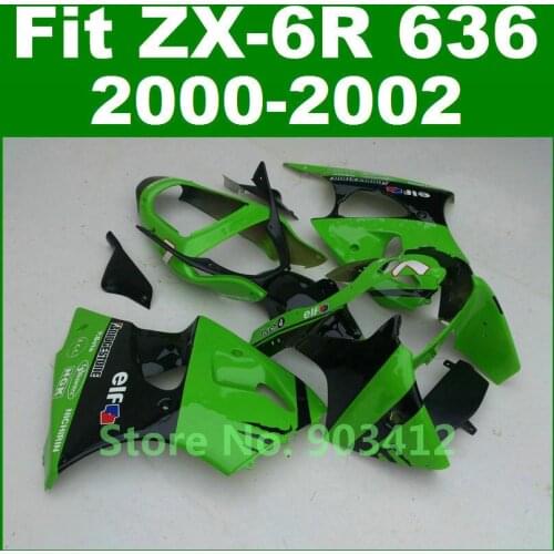 Real photo for Kawasaki ZX6R fairing kit 00 01 02 Green black Ninja zx636 body kits 2000 2001 2002 ZX-6R fairings zx600 J7G1