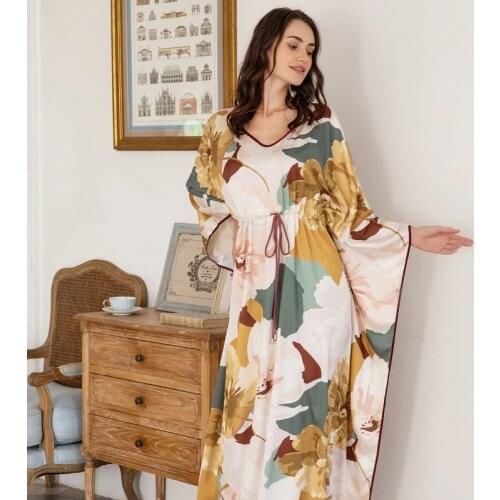 Nightgown Loose Dress Lady Fashion Long Nightgown Satin