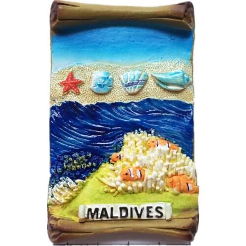 New Arrival Maldives Souvenirs Tropical Coral Sea Fish Shells Fridge Magnet Wall Stickers Home Decoration