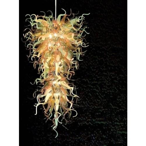 New Home Decoration Contemporary LED Pretty Hand Blown Murano Glass Colorful Flower Large Hotel Chandelier