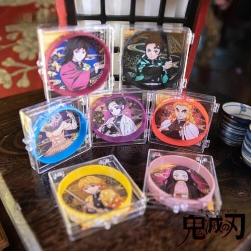 Wholesale Demon Slayer: Kimetsu No Yaiba Sport Wristband Anime Figures Cosplay Props Silica Gel Bracelet 3D Printed Wrist Bands