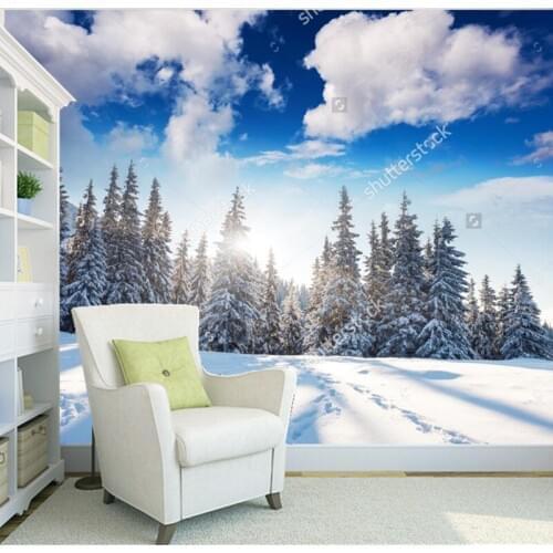 Custom natural Wallcoverings.winter landscape,3D photo mural for living room bedroom restaurant background wall papel de parede