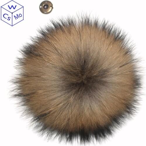 DIY 12 13cm Raccoon Fur Pompoms For Winter Knitted Hats Real Natural fur Pom Pom For Kids children Hat caps