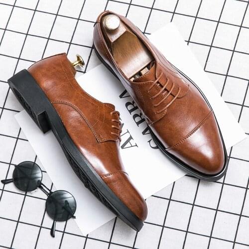 Retro Casual Leather Shoes Men Dress Shoes Formal Wedding Leisure Oxford Business Office Plus Size 38-48 Fashion Oxfords For Man