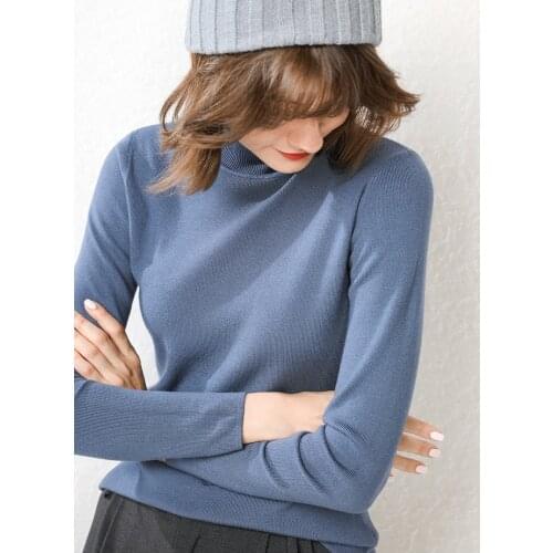 Obrix Casual Style Light Half-Round Collar Sweater Female Slim Fit Full Sleeve Pullover For Women