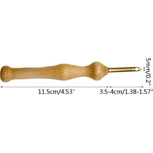 Durable Knitting Embroidery Pen Punch Needle Threader Set DIY Wood Handle Sewing