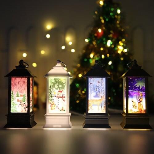 Christmas Lantern Elderly Snowman Lantern Dream Night Light Flame Candle Decoration Candle Holder Desktop Decoration Xmas Gifts