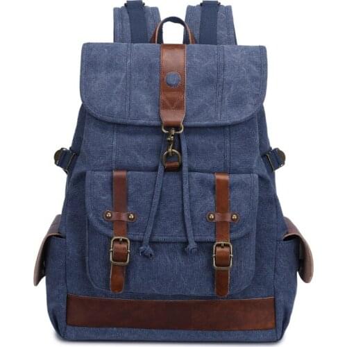 School Backpack Mens Casual Fashion Womens Universal Canvas Backpack Student Bag Vintage Canvas Backpack Leather Laptop