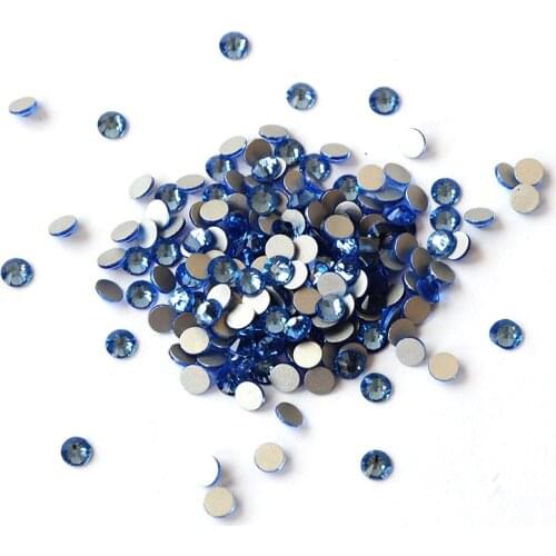 SS3-SS34 Light Sapphire Color Rhinestone For Nails 3D Flatback Glass Strass Non Hotfix Crystal Charm Nail Art Glitter Decoration