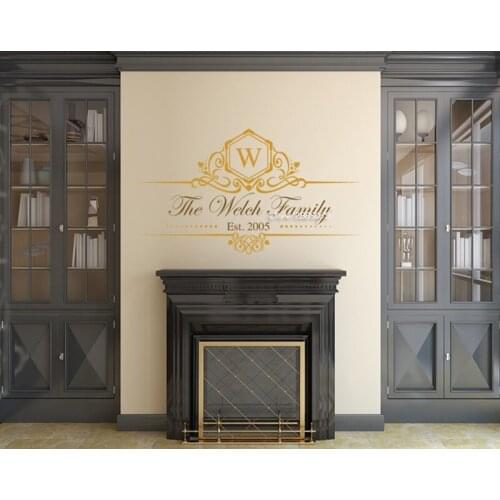 Family Monogram Vinyl Wall Stickers Last Name--Year Established Wall Decal DIY Self-adhesive Wallpaper Mural Home Decor SA579