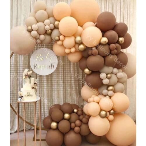 Balloons Garland Arch KIT Latex Retro Coffee Skin DIY Metal Gold Globs Birthday Wedding Baby Shower Anniversary Party Decoration