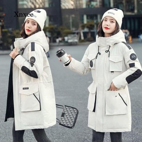 Plus Size Winter Long Parka Slim Cotton Padded Jacket Hooded with Epaulet Thiken Casual Korean Style Outwear Ropa De Mujer