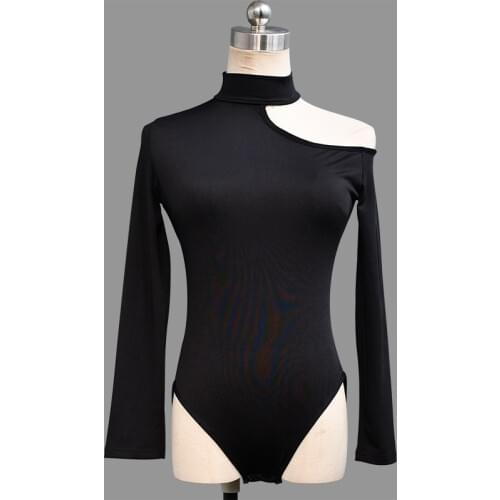 New Adult Women Latin Tops Long Sleeved T-shirt Stage Competition Dancewear Sexy Ballroom Samba Dancing Practice Costume