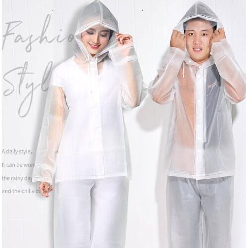 Womens Raincoat Jacket Waterproof Transparent Fabric Plastic Rain Pants Suit Outdoor Coats Ladies Regenjas Dames Poncho AC50RC
