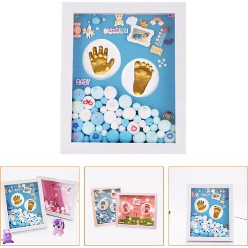 1 Set Baby Handprint Footprint Picture Frame Photo Keepsake Shower Gift