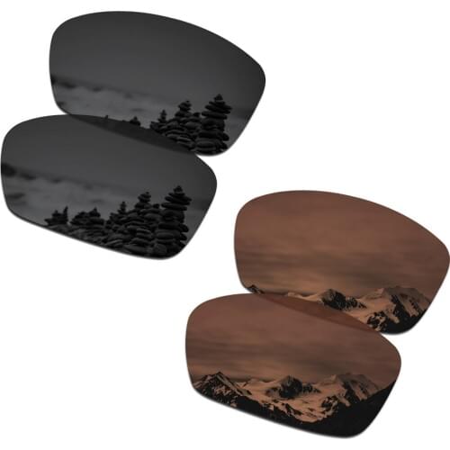 SmartVLT 2 Pairs Polarized Sunglasses Replacement Lenses for Oakley Hijinx Stealth Black and Amber Brown