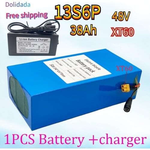 2021New 48V 38ah 13s6p Lithium Battery Pack 48v 38000mAh 2000W electric bicycle batteries Built in 50A BMS+54.6V Charger