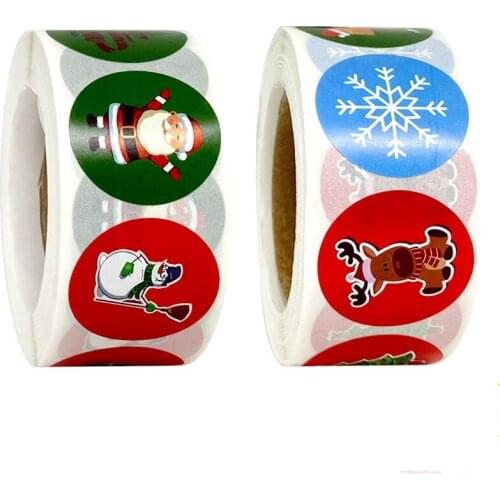 500pcs/Roll Round Shape Washi-Masking-Tape Christmas Collettion Paper Stickers Label Seal DIY Adhesive Scrapbooking Decoration