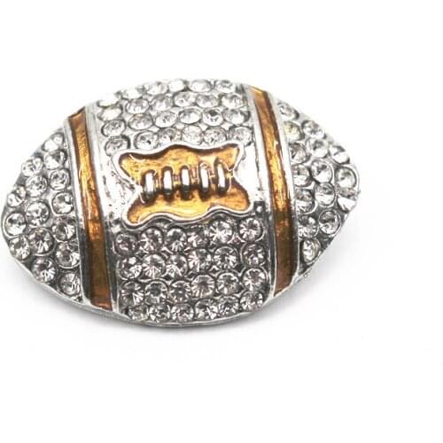 6pcs/lot Enamel Football Snap Buttons White Rhinestone Sport Snap Charms Fit 18mm/20mm DIY Snap Bracelet Necklace Jewelry Making