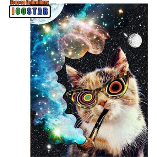 Diamant Diy Diamond Painting Cross Stitch Wearing Glasses And Smoking Cats Needlework Diamond Embroidery Full Diamond Decorative