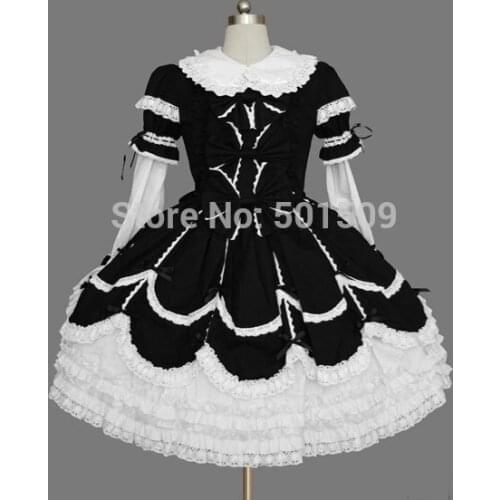 White black womens Medieval lolita cosplay Gown dress Costume belle ball dress cosplay/lolita/alice costume frenchmaid cosplay