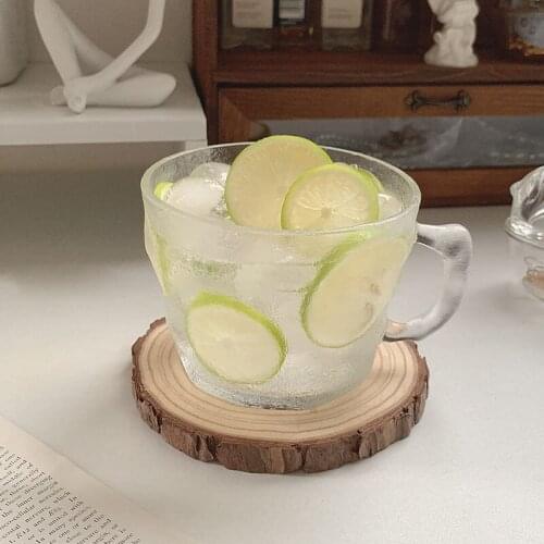 CuteLife Ins Transparent Glass Iced Coffee Cup Decorative Milk Tea Cocktail Drinking Glass Latte Breakfast Dessert Wedding Glass